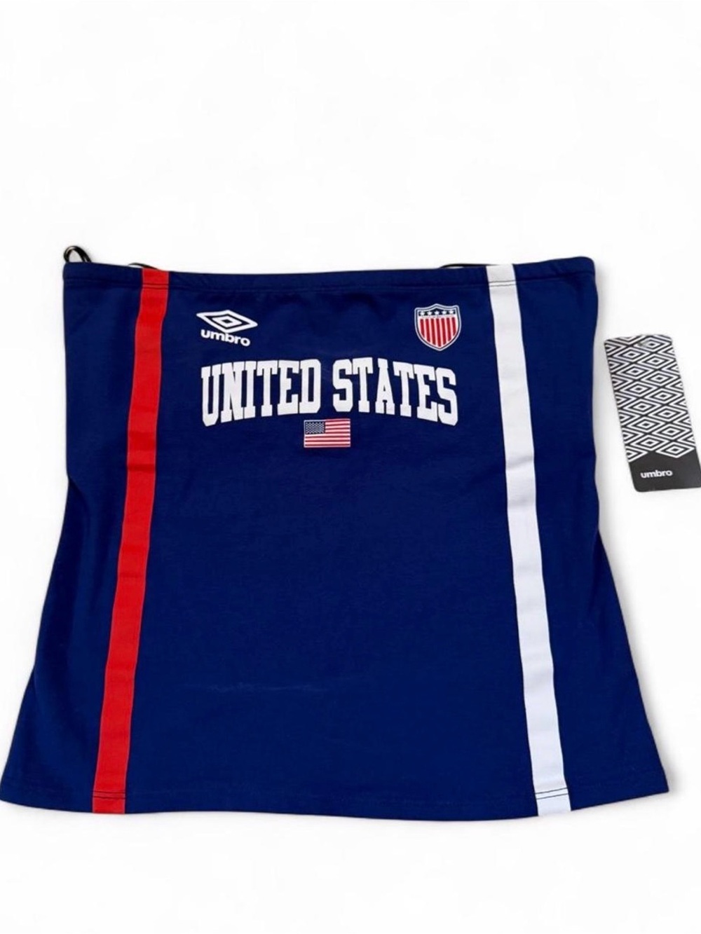 NWT Umbro USA Strapless Crop Top Large Blue Built In Bra